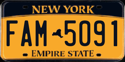 NY license plate FAM5091