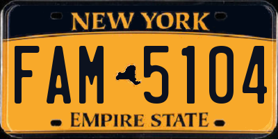 NY license plate FAM5104