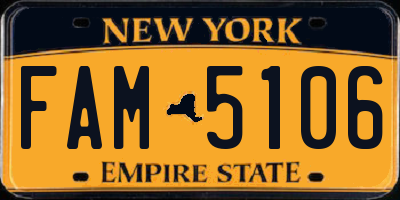 NY license plate FAM5106