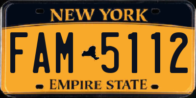 NY license plate FAM5112