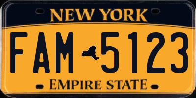 NY license plate FAM5123