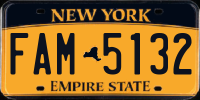 NY license plate FAM5132