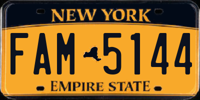 NY license plate FAM5144