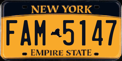 NY license plate FAM5147