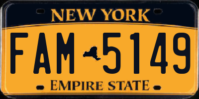 NY license plate FAM5149