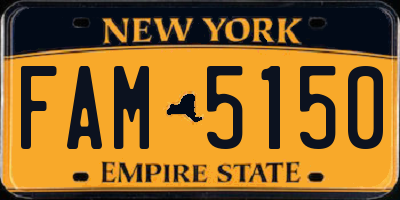 NY license plate FAM5150