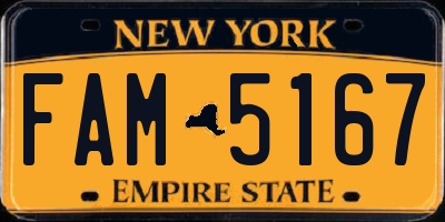 NY license plate FAM5167