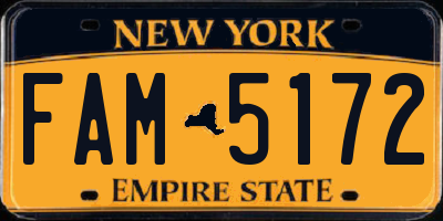 NY license plate FAM5172