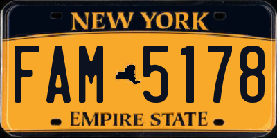 NY license plate FAM5178