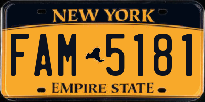 NY license plate FAM5181