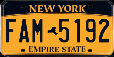 NY license plate FAM5192