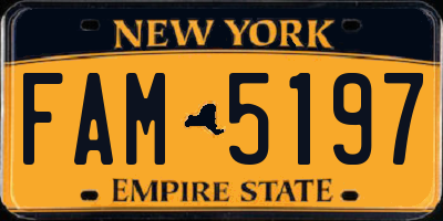 NY license plate FAM5197