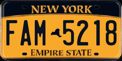 NY license plate FAM5218