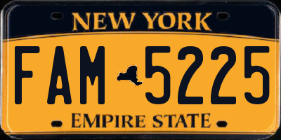 NY license plate FAM5225