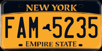 NY license plate FAM5235