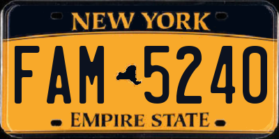 NY license plate FAM5240