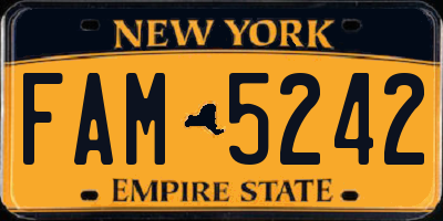 NY license plate FAM5242