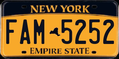 NY license plate FAM5252