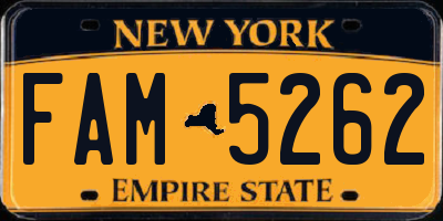 NY license plate FAM5262
