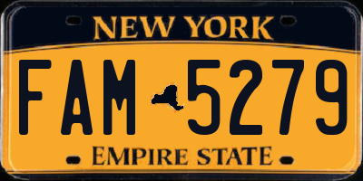 NY license plate FAM5279