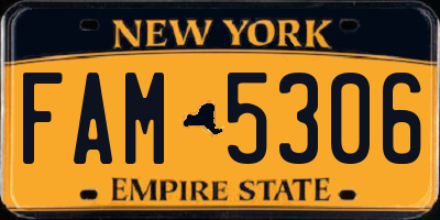 NY license plate FAM5306
