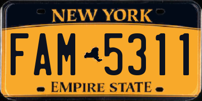 NY license plate FAM5311