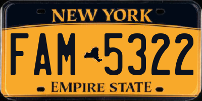 NY license plate FAM5322