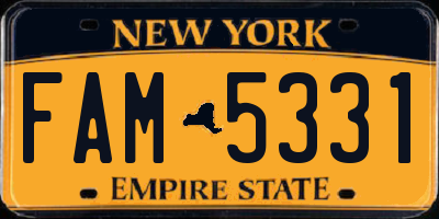 NY license plate FAM5331