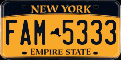 NY license plate FAM5333