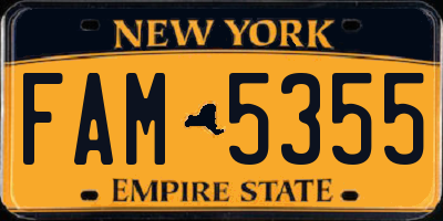 NY license plate FAM5355