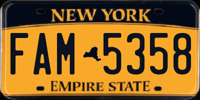 NY license plate FAM5358