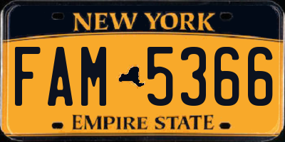 NY license plate FAM5366