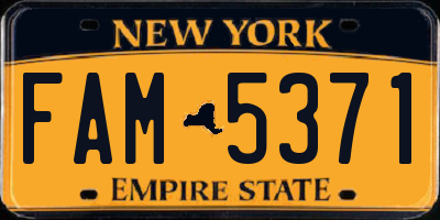 NY license plate FAM5371