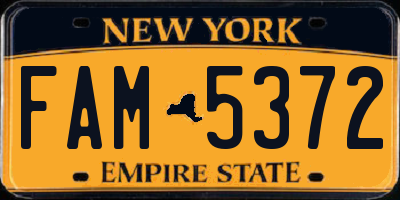 NY license plate FAM5372