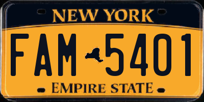 NY license plate FAM5401
