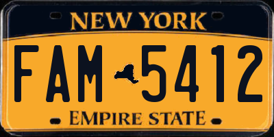 NY license plate FAM5412