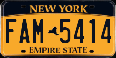 NY license plate FAM5414
