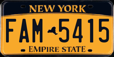NY license plate FAM5415