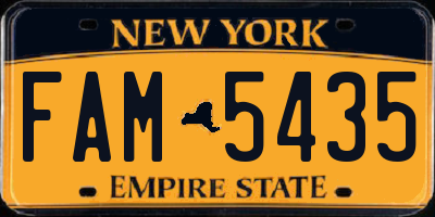 NY license plate FAM5435