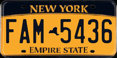NY license plate FAM5436