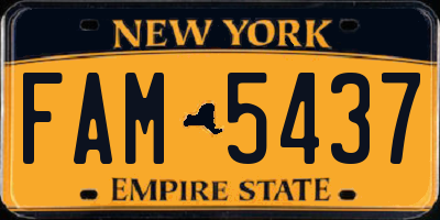 NY license plate FAM5437