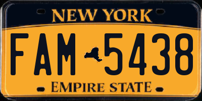 NY license plate FAM5438