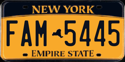 NY license plate FAM5445