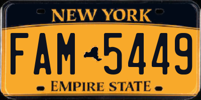NY license plate FAM5449