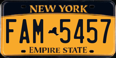 NY license plate FAM5457