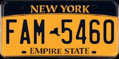 NY license plate FAM5460
