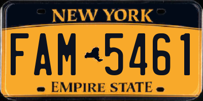 NY license plate FAM5461