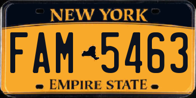 NY license plate FAM5463