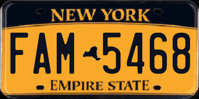 NY license plate FAM5468