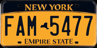 NY license plate FAM5477